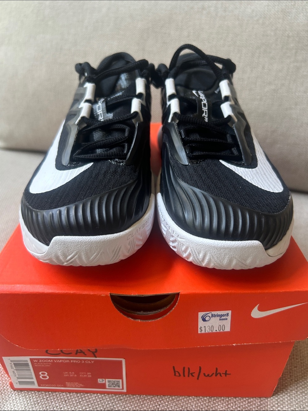 Nike Vapor Pro Women’s Black and White soft court tennis shoes size 8 new - Picture 2 of 8